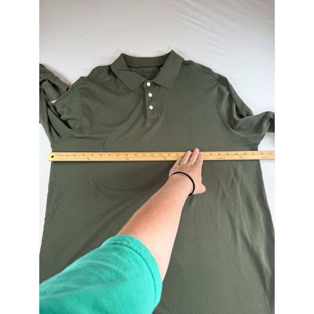 Luster‎ Soft Supima Cotton Long Sleeve Polo Shirt Olive Green Mens 2XT - Picture 6 of 8